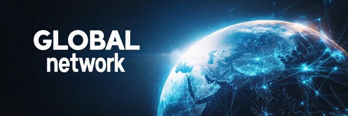 Graphic layouts for advertising showcasing global network concept with illuminated earth