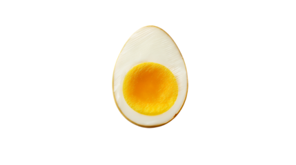 Sliced Hard Boiled Egg with Golden Yolk and White Albumen, cut out transparent