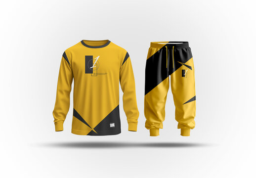 Men Long Pullover And Joggers With Yellow Color