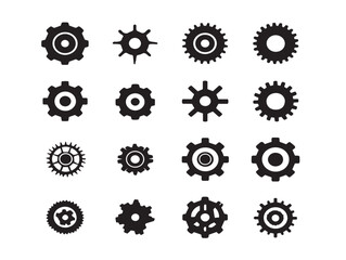 Classic gear silhouette vector icons set for mechanical designs