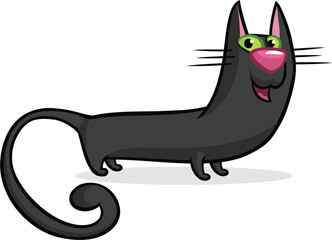 Long and Playful Black Happy Cat Vector illustration transparent editable vector for t-shirt mug wall stickers wallpaper sticker design multipurpose use in high definition format