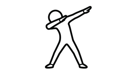 Vector illustration of stick figure dabbing, making a popular dance move