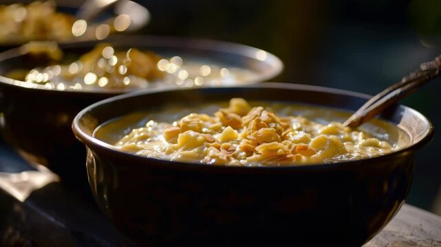 Variety of Soups in Bowls
