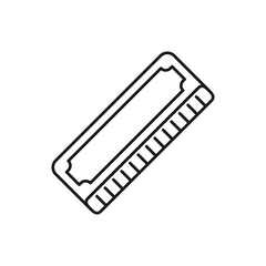 Harmonica depiction a small mouthblown musical instrument featuring outlined form and rectangular shape. Editable stroke. Vector illustration