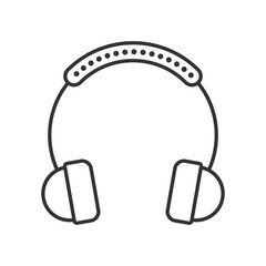 Headphones illustration overhead type padded headband with dots oval earpieces. Editable stroke. Vector illustration