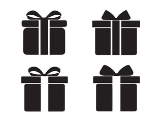 Stylish gift silhouette icons set design for cheerful occasions