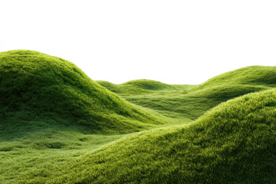 green grass cover sand isolated on transparent background, green grassy hills for poster banner cover design