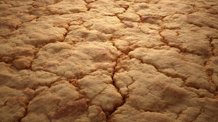 Cracked earth texture with rich ochre tones. Neural network AI generated