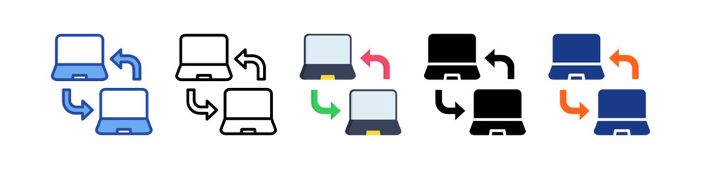 Peer To Peer Network Icon Multi Style Illustration