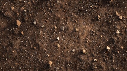 Rugged earthy terrain with rock scatter. Neural network AI generated