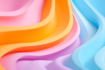 A dynamic and colorful abstract design featuring smooth layered curves