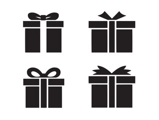 Elegant gift box silhouette icons set design for holiday moments