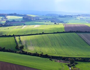 Rolling Hills Farmland Aerial View
