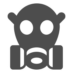 Gas mask with air filters solid icon, hazard workwear concept. Vector graphics. Rubber mask with filters, safety sign on white background, glyph style icon for mobile or web design.