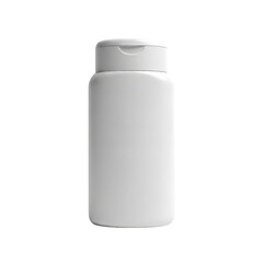 Photo of white plastic bottle with a fliptop cap, isolated on transparent background