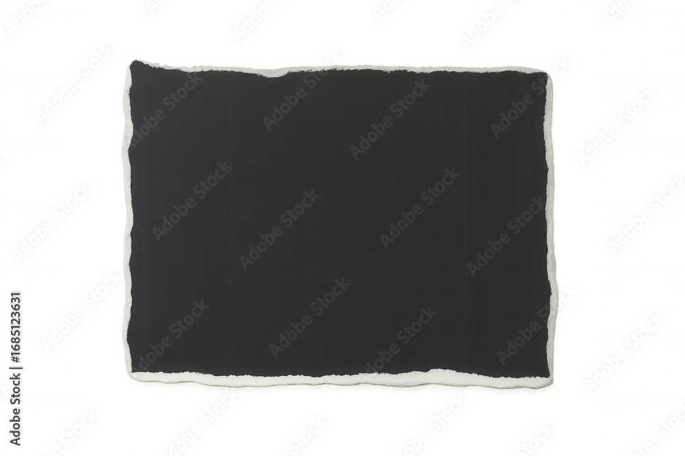 Poster torn black paper piece with transparent background, creating a ripped effect, ideal for adding a tex