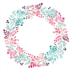 Watercolor Christmas wreath. floral frame for your design