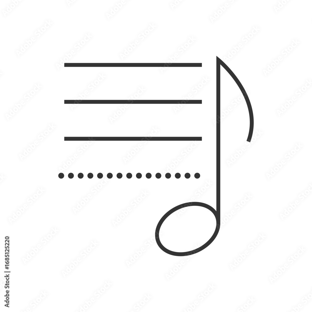 Poster musical notation featuring lines and a note. editable stroke. vector illustration