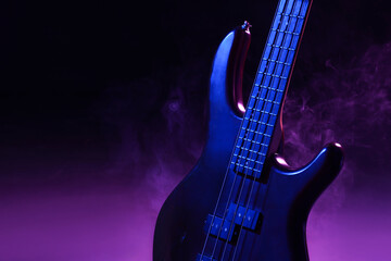 Modern electric guitar on dark background