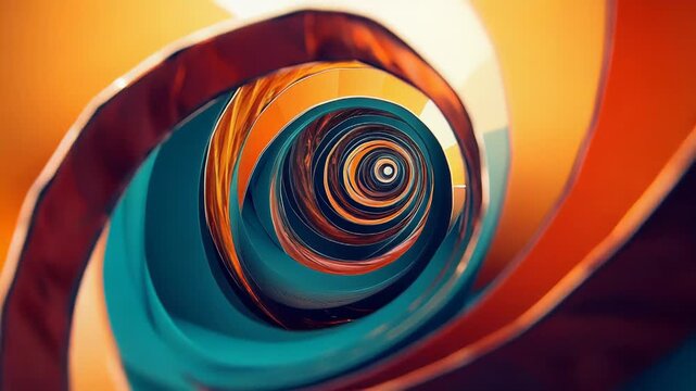 Colorful spiral creating a tunnel effect with orange and teal predominating