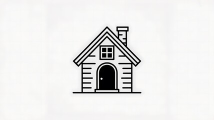 Simple Black Line Art House Icon Illustration