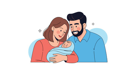 Fototapeta premium Happy family enjoying a new baby cuddles together with love and warmth a beautiful moment of parenthood beginning life