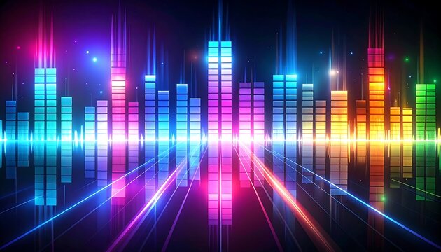Colorful, vibrant audio equalizer graphic