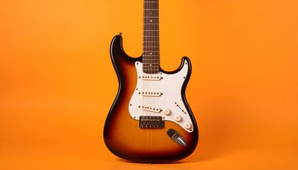 Electric guitar against an orange background