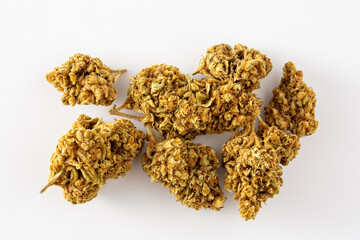 Close-up of Dried Green Herbal Plant with Unique Texture and Color