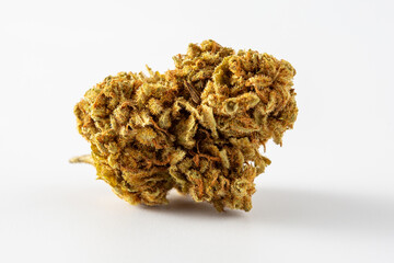 Close-up of a Natural Cannabis Bud on White Background