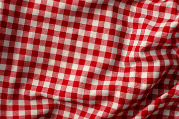 Red and White Checkered Pattern Fabric for Tablecloth or Picnic