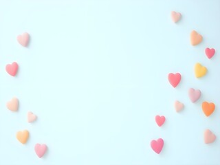 Pastel-toned heart on a light sky blue background