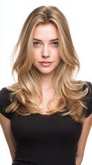 Naklejka premium Stunning Blonde Woman Portrait Studio Shot Beautiful Hair and Skin Closeup