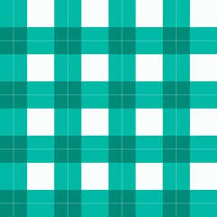 Seamless Plaid Pattern of Intersecting Turquoise and Teal Bars on White Background – Symmetrical Grid Design with Overlapping Color Squares for Textiles, Wallpapers, and Graphic Projects