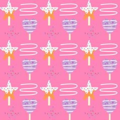 Ice cream seamless pattern with flat design