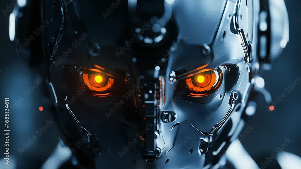 Poster futuristic robot showing artificial intelligence and power