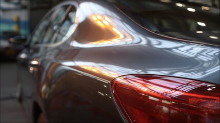 shiny car with high detail reflections and modern automotive design