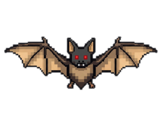 Pixel art of bat on a white