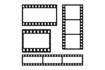 Obraz premium Set of blank film strips isolated on white background. Cinema concept. Vector icon