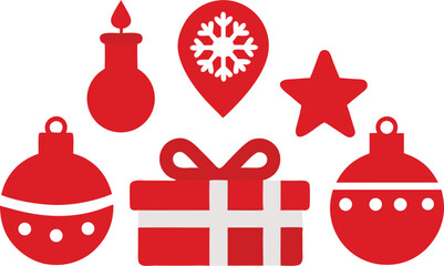 Festive red christmas icons pack vector illustration scalable eps for holiday design