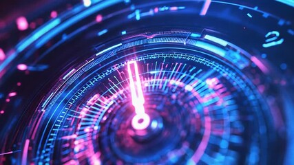 Futuristic clock showing time passing in digital world - Powered by Adobe