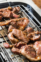 Grilled Meat on BBQ Rack with Juicy Texture and Smoky Flavor
