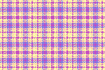 Textured tartan pattern texture, africa check textile vector. Day plaid seamless fabric background in yellow and magenta colors.