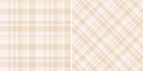 Elegant textile background featuring two seamless plaid patterns. Soft, neutral tones convey warmth and sophistication, perfect for designs needing a refined, cozy feel.