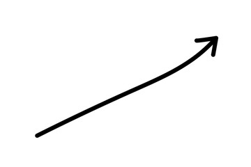 Black hand-drawn upward arrow doodle style symbol for growth, progress, success, business improvement, and creative graphic projects