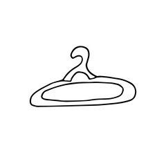 Hanger, hangers device for storing clothes. Doodle. Vector illustration. Hand drawn. Outline.