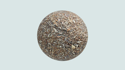 Sphere covered with natural grain texture placed on blue background
