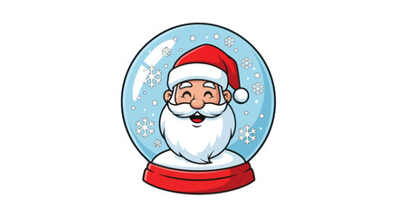 Cheerful Santa Claus Face Inside a Snow Globe.