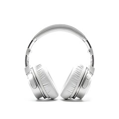 Fototapeta premium Sleek White Headphones Isolated on a Clean White Background.