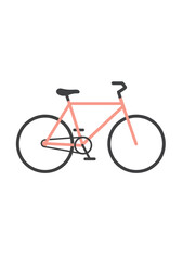 Fototapeta premium A simple flat design illustration of a stylish pink bicycle with black wheels and black handlebars on a plain white background showcasing its minimalist aesthetic for modern cycling enthusiasts